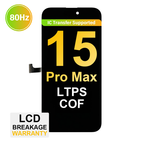(MP+ COF) LTPS InCell LCD Assembly for iPhone 15 Pro Max - Black (80 Hz)