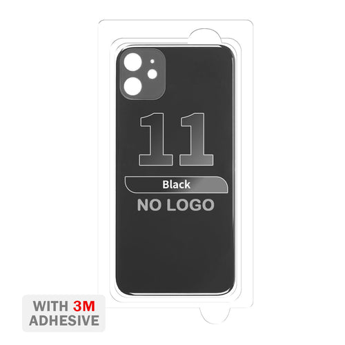 Back Cover Glass with Adhesive for iPhone 11 (No Logo & Big Camera Hole) - Black