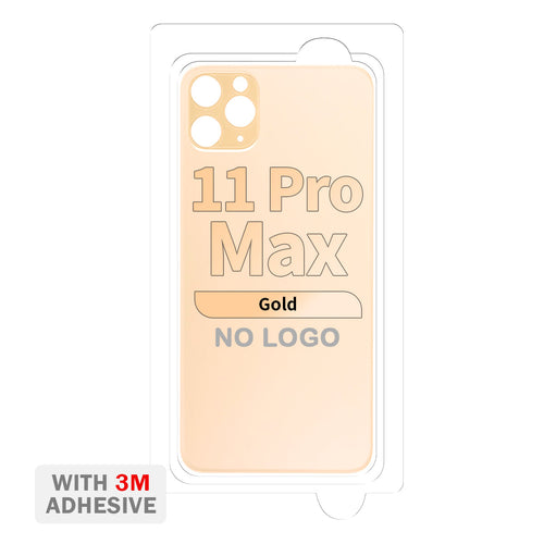 Back Cover Glass with Adhesive for iPhone 11 Pro Max (No Logo & Big Camera Hole) - Gold