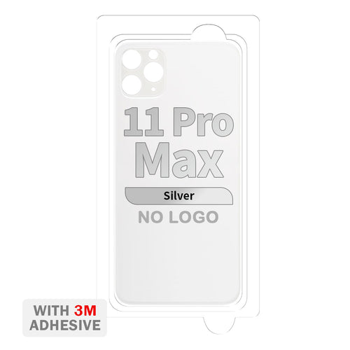 Back Cover Glass with Adhesive for iPhone 11 Pro Max (No Logo & Big Camera Hole) - Silver