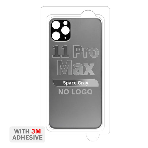 Back Cover Glass with Adhesive for iPhone 11 Pro Max (No Logo & Big Camera Hole) - Space Gray