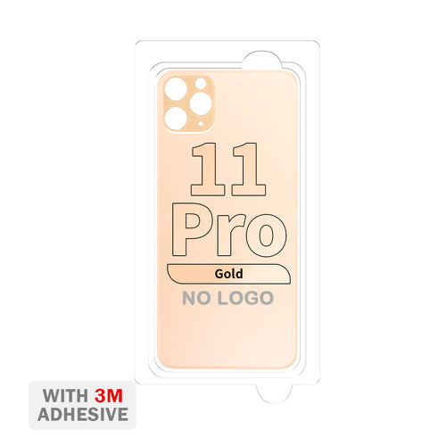 Back Cover Glass with Adhesive for iPhone 11 Pro (No Logo & Big Camera Hole) - Gold