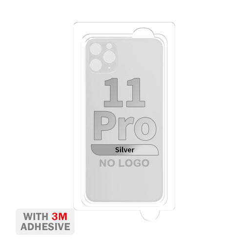 Back Cover Glass with Adhesive for iPhone 11 Pro (No Logo & Big Camera Hole) - Silver