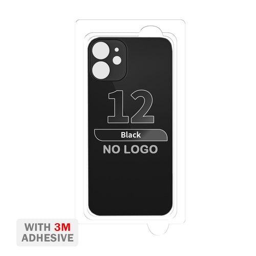 Back Cover Glass with Adhesive for iPhone 12 (No Logo & Big Camera Hole) - Black