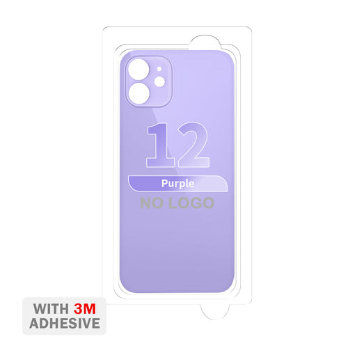 Back Cover Glass with Adhesive for iPhone 12 (No Logo & Big Camera Hole) - Purple