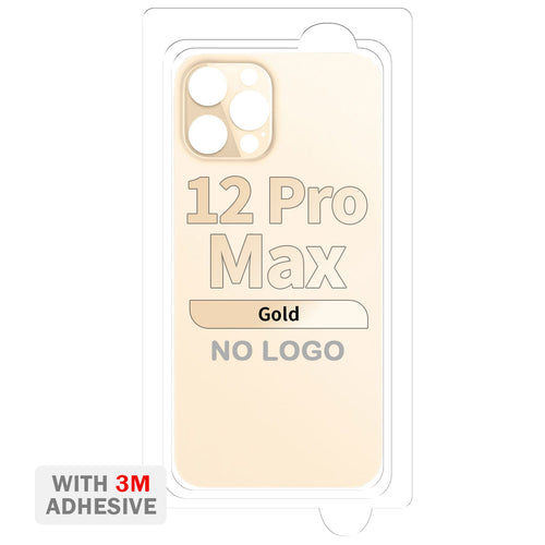 Back Cover Glass with Adhesive for iPhone 12 Pro Max (No Logo & Big Camera Hole) - Gold