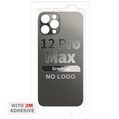 Back Cover Glass with Adhesive for iPhone 12 Pro Max (No Logo & Big Camera Hole) - Graphite