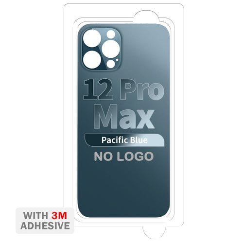 Back Cover Glass with Adhesive for iPhone 12 Pro Max (No Logo & Big Camera Hole) - Pacific Blue