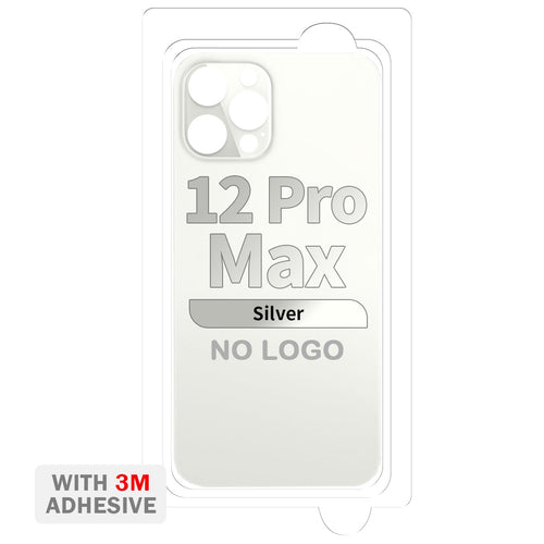 Back Cover Glass with Adhesive for iPhone 12 Pro Max (No Logo & Big Camera Hole) - Silver