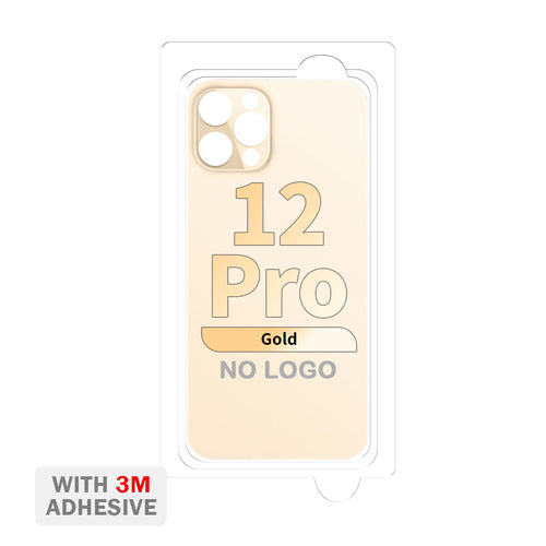 Back Cover Glass with Adhesive for iPhone 12 Pro (No Logo & Big Camera Hole) - Gold