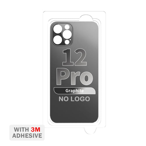 Back Cover Glass with Adhesive for iPhone 12 Pro (No Logo & Big Camera Hole) - Graphite