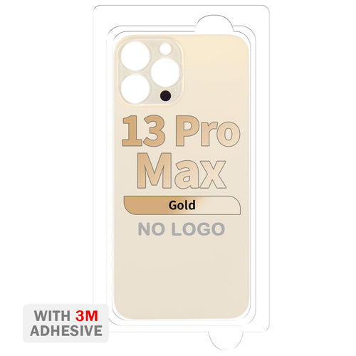 Back Cover Glass with Adhesive for iPhone 13 Pro Max (No Logo & Big Camera Hole) - Gold