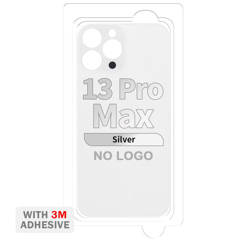 Back Cover Glass with Adhesive for iPhone 13 Pro Max (No Logo & Big Camera Hole) - Silver