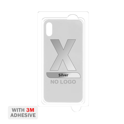 Back Cover Glass with Adhesive for iPhone X (No Logo) - Silver