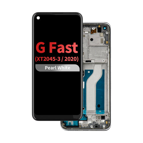 FOG LCD Assembly with Frame for Moto G Fast (XT2045-3 / 2020) - Pearl White