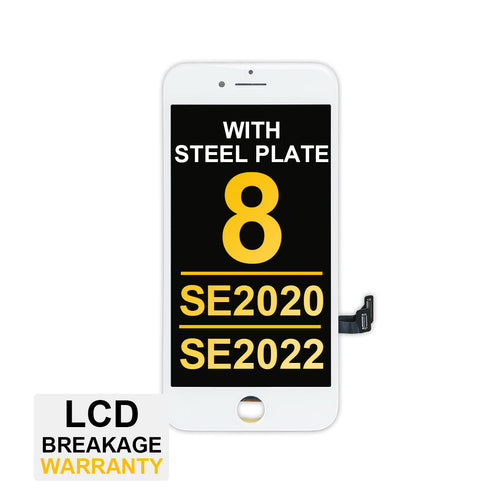 (MP+) LCD Assembly with Steel Plate for iPhone 8 / SE (2020) / SE (2022) - White