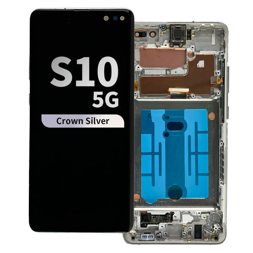 Refurbished OLED Assembly with Frame for Samsung Galaxy S10 5G - Crown Silver