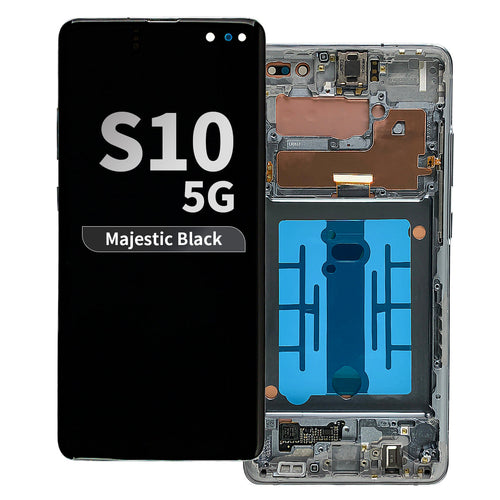 Refurbished OLED Assembly with Frame for Samsung Galaxy S10 5G - Majestic Black