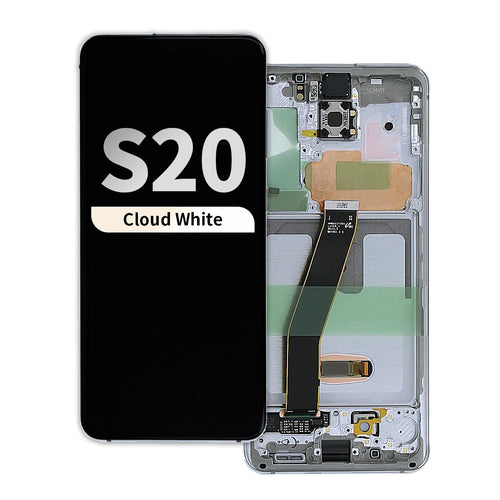 Refurbished OLED Assembly with Frame for Samsung Galaxy S20 - Cloud White