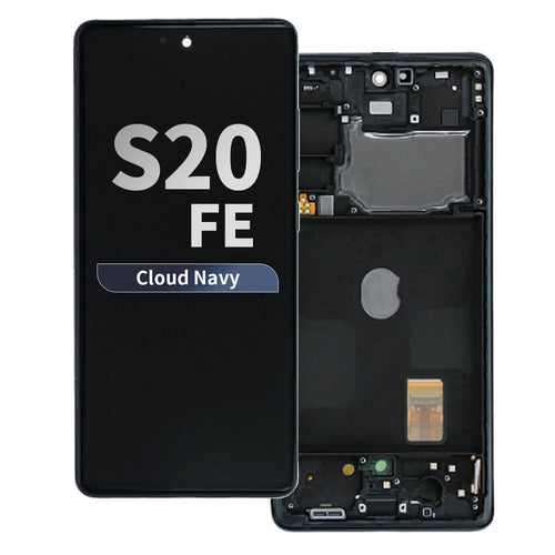 Refurbished OLED Assembly with Frame for Samsung Galaxy S20 FE - Cloud Navy