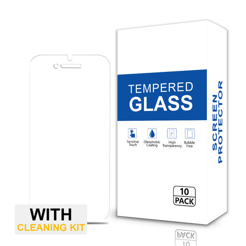 Tempered Glass for iPhone 6 / 6S / 7 / 8 / SE (2020) / SE (2022) - Clear (With Cleaning Kit) (10 Pack)